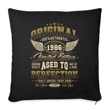 Original 1986 Vintage Born Cadeau d’anniversaire - Housse de coussin décorative 45 x 45 cm - noir - Devant