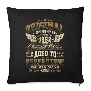 Original 1962 Vintage Born Birthday Gift - Sofa pillowcase 17,3'' x 17,3'' (45 x 45 cm) - black - Front