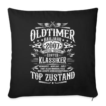 Oldtimer Baujahr 2007 Geburtstag Geschenk - Sofakissenbezug 45 x 45 cm - Schwarz - Vorne