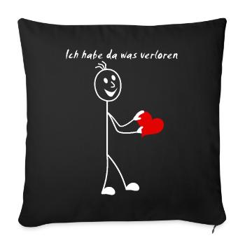 Strichmännchen Ich habe da was verloren rotes Herz - Sofakissenbezug 45 x 45 cm - Schwarz - Vorne