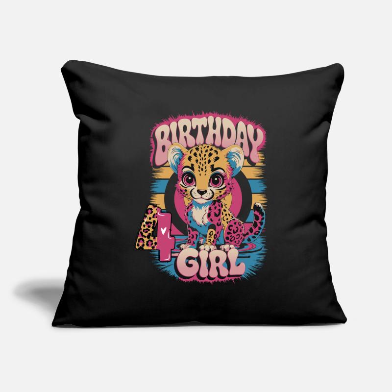 4. Geburtstag Leopard Mädchen Sofakissenbezug 45 x 45 cm