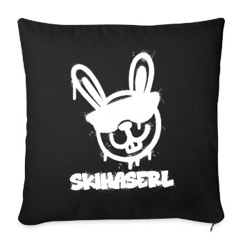 Après Ski Haserl - Skifahrerin Apres Ski Party - Sofakissenbezug 45 x 45 cm - Schwarz - Vorne
