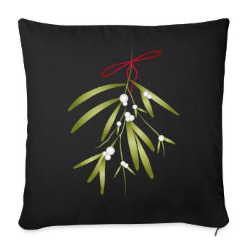 Gui et baies blanches illustrés de manière festive - Housse de coussin décorative 45 x 45 cm - noir - Devant