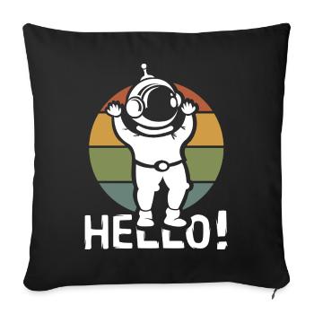 Hello Astronaut cartoon - Space retro comic - Sofa pillowcase 17,3'' x 17,3'' (45 x 45 cm) - black - Front