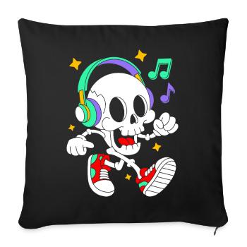 Music Loving Skeleton with Headphones - Sofa pillowcase 17,3'' x 17,3'' (45 x 45 cm) - black - Front