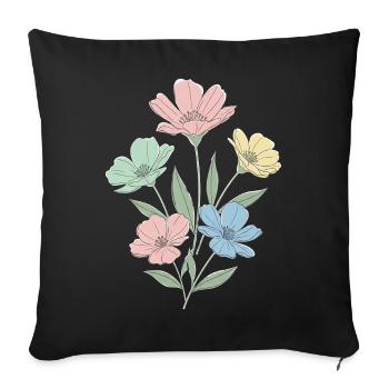 Pastel flowers in watercolor style - Sofa pillowcase 17,3'' x 17,3'' (45 x 45 cm) - black - Front