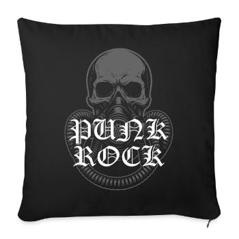 Crâne sombre avec masque à gaz et logo punkrock - Housse de coussin décorative 45 x 45 cm - noir - Devant