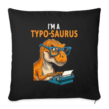 Typo-Saurus avec lunettes et machine à écrire - Housse de coussin décorative 45 x 45 cm - noir - Devant
