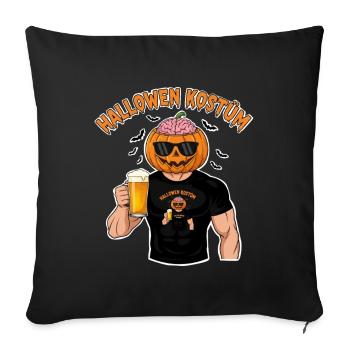 Héros de la bière à la tête de citrouille d’Halloween - Housse de coussin décorative 45 x 45 cm - noir - Devant