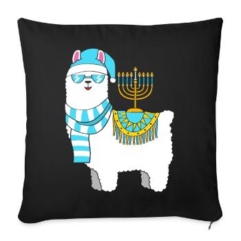 Chanukkah Hanukkah Hanukah - Sofa pillowcase 17,3'' x 17,3'' (45 x 45 cm) - black - Front