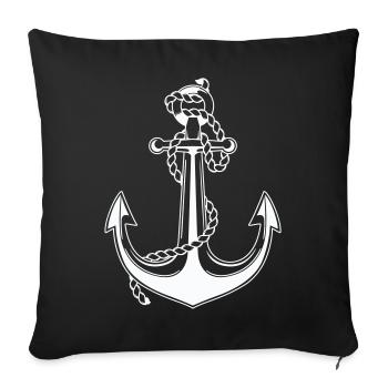 Anchor with rope motif - Sofa pillowcase 17,3'' x 17,3'' (45 x 45 cm) - black - Front