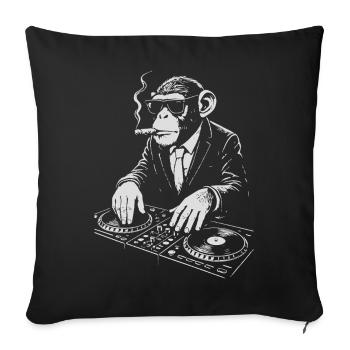 DJ Monkey in Suit playing music - Sofa pillowcase 17,3'' x 17,3'' (45 x 45 cm) - black - Front