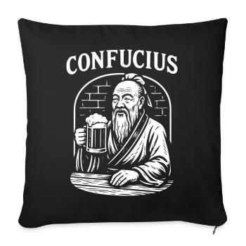 Cadeau de toast Confucius - Housse de coussin décorative 45 x 45 cm - noir - Devant