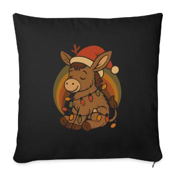 Cadeau de Noël Vintage Retro Elfe Âne - Housse de coussin décorative 45 x 45 cm - noir - Devant