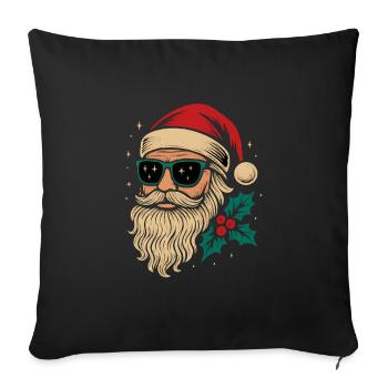 Noël rétro vintage du Père Noël - Housse de coussin décorative 45 x 45 cm - noir - Devant