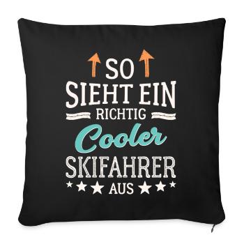 So sieht ein richtig cooler Skifahrer aus  - Sofakissenbezug 45 x 45 cm - Schwarz - Vorne