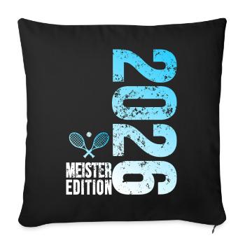 Tennis Meister Edition 2026 in blau weiß - Sofakissenbezug 45 x 45 cm - Schwarz - Vorne
