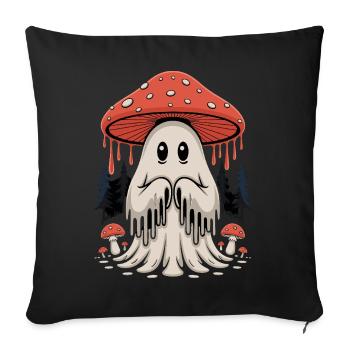 Ghost mushroom with forest magic - Sofa pillowcase 17,3'' x 17,3'' (45 x 45 cm) - black - Front