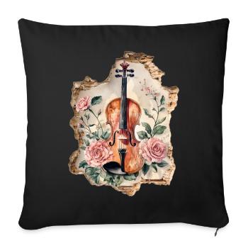 Violon Violon Vintage - Housse de coussin décorative 45 x 45 cm - noir - Devant