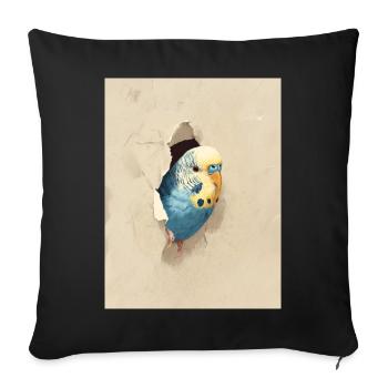 Perruche ondulée - Housse de coussin décorative 45 x 45 cm - noir - Devant