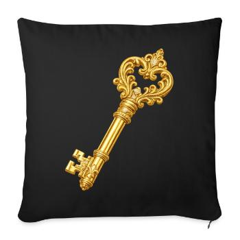 Golden Ornament Key - Sofa pillowcase 17,3'' x 17,3'' (45 x 45 cm) - black - Front