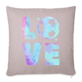 Love Football T-Shirt – Sport & Heart Design - Sofa pillowcase 17,3'' x 17,3'' (45 x 45 cm) - light taupe - Front