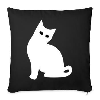 Silhouette de chat – Cadeau pour l’amoureux des chats - Housse de coussin décorative 45 x 45 cm - noir - Devant