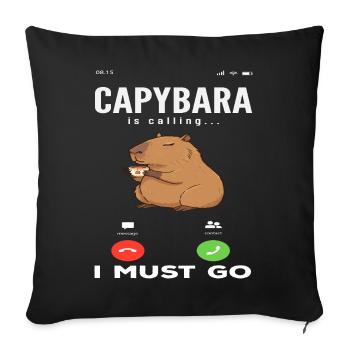 Phone Call Calling Capybaras Cute - Sofa pillowcase 17,3'' x 17,3'' (45 x 45 cm) - black - Front