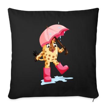 Lina la girafe sous la pluie - Housse de coussin décorative 45 x 45 cm - noir - Devant