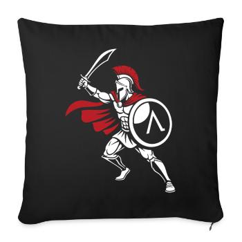 Guerrier Spartiate Épée Mascotte Spartan Strike - Housse de coussin décorative 45 x 45 cm - noir - Devant