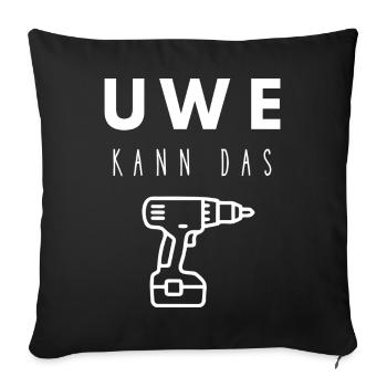 Uwe Name Handwerker Werkzeug Akkuschrauber - Sofakissenbezug 45 x 45 cm - Schwarz - Vorne
