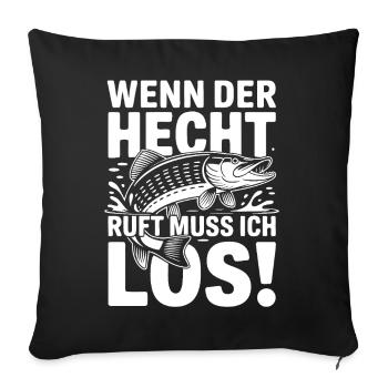 Hecht Angeln Humor - Sofakissenbezug 45 x 45 cm - Schwarz - Vorne