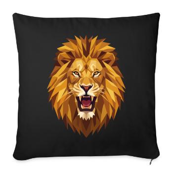 Geometric Roaring Lion Head Low Poly Art - Sofa pillowcase 17,3'' x 17,3'' (45 x 45 cm) - black - Front