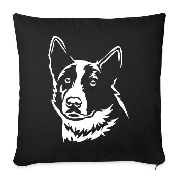 Tête d’ours de chien de Carélie « Édition noire » - Housse de coussin décorative 45 x 45 cm - noir - Devant