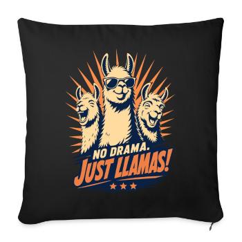 No Drama Just Llama Cool Retro - Sofa pillowcase 17,3'' x 17,3'' (45 x 45 cm) - black - Front