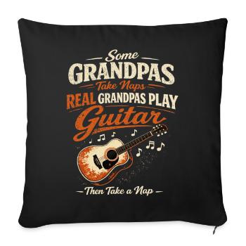 Papy Rock : Guitare, Musique et Sieste - Housse de coussin décorative 45 x 45 cm - noir - Devant