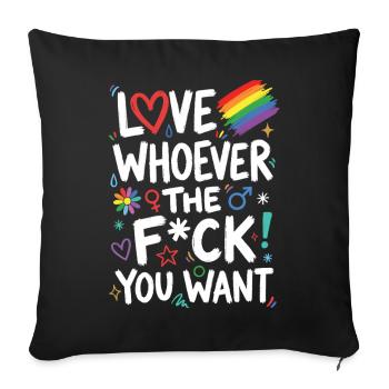Mois de la Fierté LGBT - Aimez qui vous voulez, de personne - Housse de coussin décorative 45 x 45 cm - noir - Devant