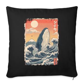 Kawaii Wal - Sofakissenbezug 45 x 45 cm - Schwarz - Vorne