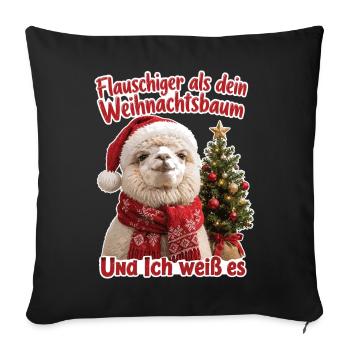 Flauschiger als dein Weihnachtsbaum - Sofakissenbezug 45 x 45 cm - Schwarz - Vorne
