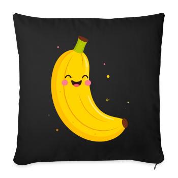 Joyeux dessin animé de banane - Housse de coussin décorative 45 x 45 cm - noir - Devant