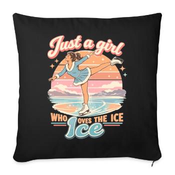 Patinage artistique rétro : juste une fille qui aime la glace - Housse de coussin décorative 45 x 45 cm - noir - Devant