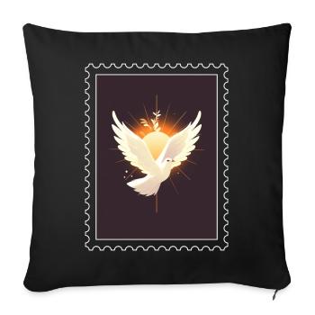 Timbre "Colombe de la paix" - Housse de coussin décorative 45 x 45 cm - noir - Devant