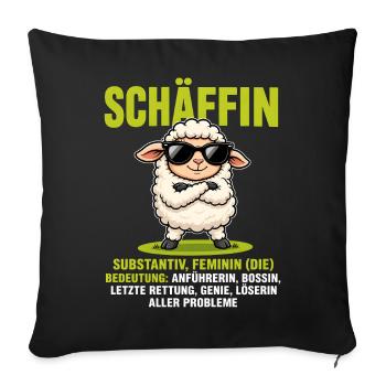 Schäffin - Lustiges Schaf Design für Chefinnen - Sofakissenbezug 45 x 45 cm - Schwarz - Vorne