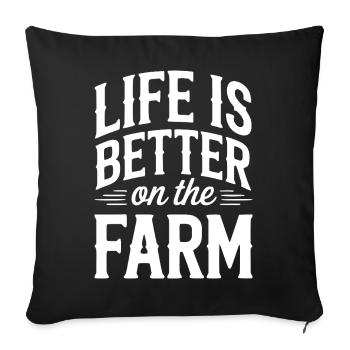 La vie est meilleure à la ferme - Housse de coussin décorative 45 x 45 cm - noir - Devant