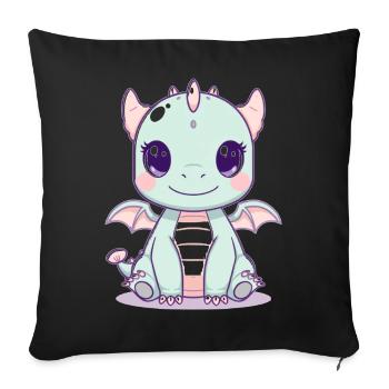 Mintdrache mit Flügeln - Sofakissenbezug 45 x 45 cm - Schwarz - Vorne