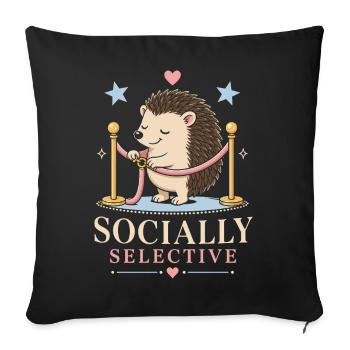Sozial selektiver Igel mit Humor - Sofakissenbezug 45 x 45 cm - Schwarz - Vorne