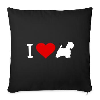 West Highland White Terrier J’adore Westie Dog - Housse de coussin décorative 45 x 45 cm - noir - Devant