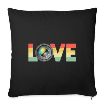Photography Camera Lens Retro Love - Sofakissenbezug 45 x 45 cm - Schwarz - Vorne
