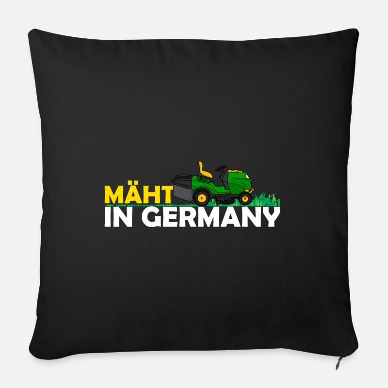 Mäht in Germany Sitz Rasenmäher Hobbygärtner - Sofakissenbezug 45 x 45 cm - Schwarz