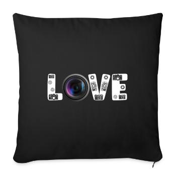 Photography Camera Lens Retro Love - Sofakissenbezug 45 x 45 cm - Schwarz - Vorne